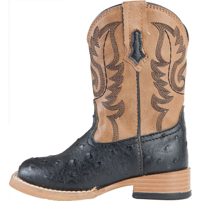 Roper Footwear Infant Black Ostrich Print Cowboy Boots