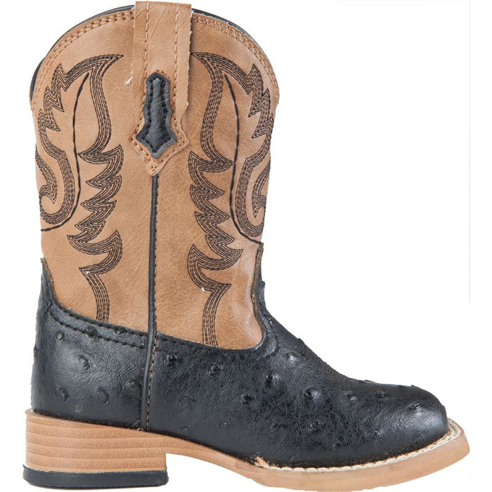 Roper Footwear Infant Black Ostrich Print Cowboy Boots