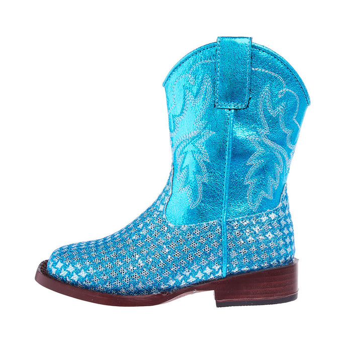 Roper Footwear Toddler Glitter Gleam Turquoise Checkered Cowgirl Boot