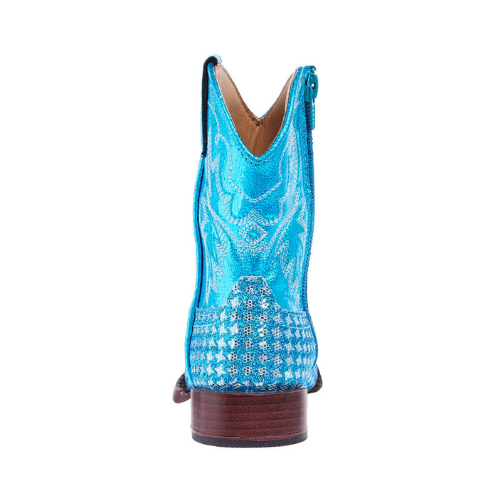 Roper Footwear Toddler Glitter Gleam Turquoise Checkered Cowgirl Boot