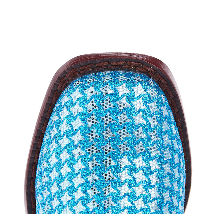 Roper Footwear Toddler Glitter Gleam Turquoise Checkered Cowgirl Boot