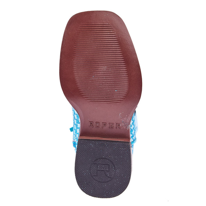 Roper Footwear Toddler Glitter Gleam Turquoise Checkered Cowgirl Boot