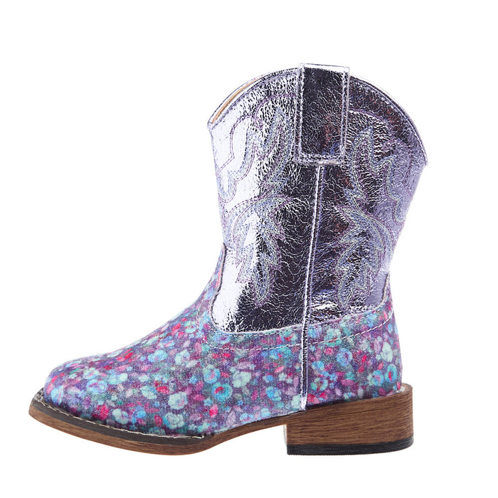 Roper Footwear Toddlers Glitter Bloom Lavender Square Toe Boot