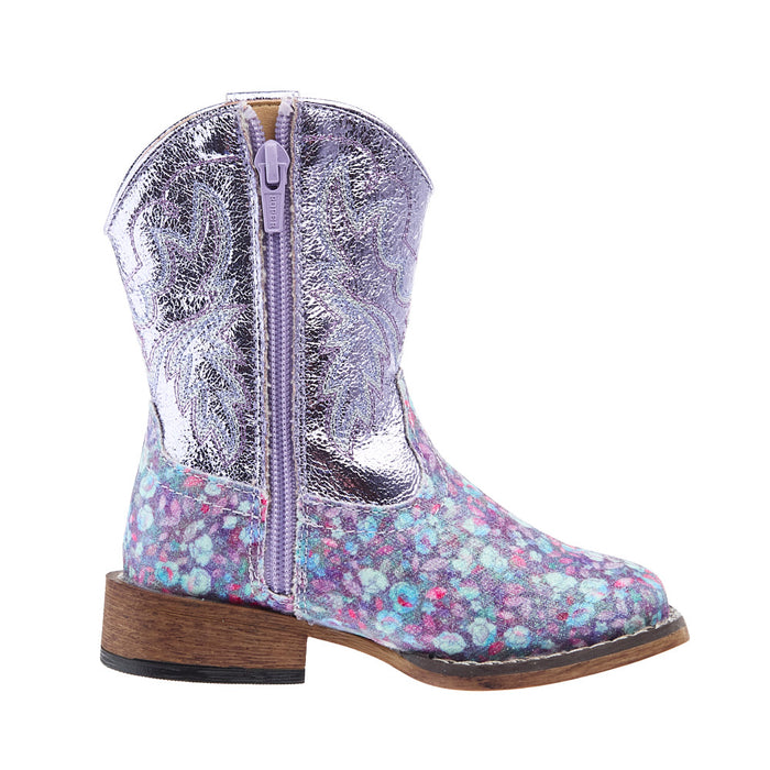 Roper Footwear Toddlers Glitter Bloom Lavender Square Toe Boot