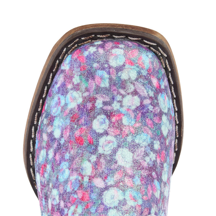 Roper Footwear Toddlers Glitter Bloom Lavender Square Toe Boot
