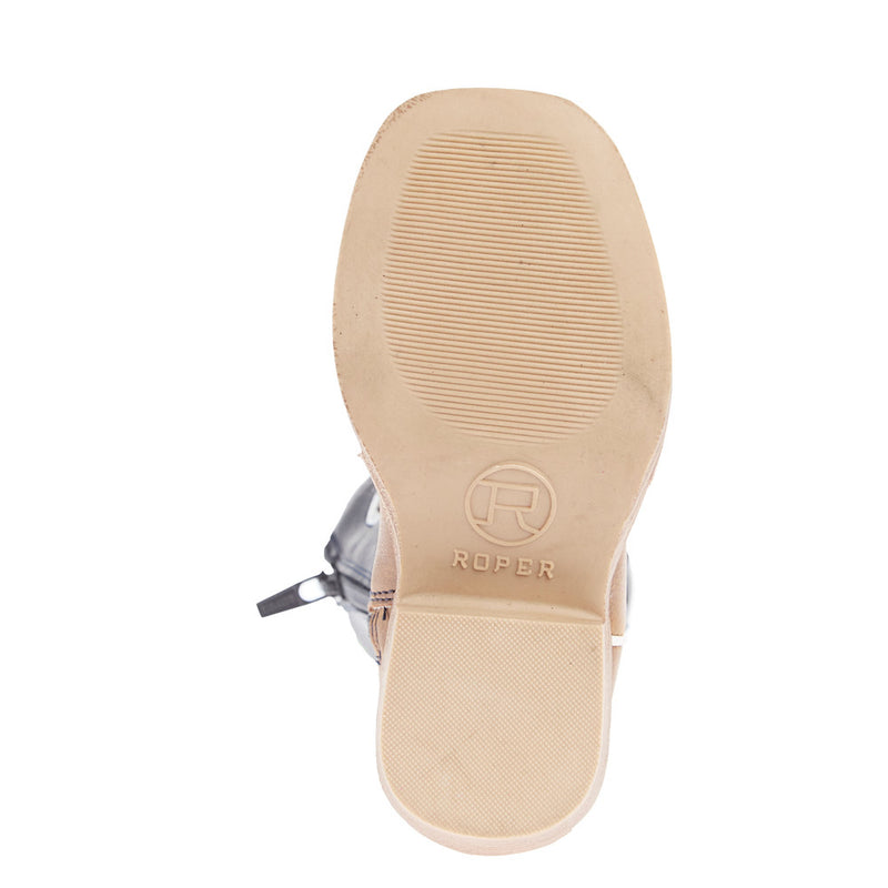 Roper Footwear Toddlers Walker Tan Square Toe with Navy Shaft Boot