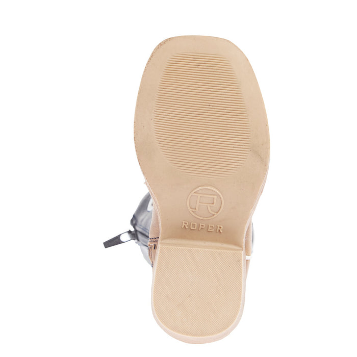 Roper Footwear Toddlers Walker Tan Square Toe with Navy Shaft Boot