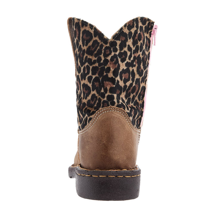 Roper Footwear Toddlers Brown Leather Vamp with Cheetah Top Square Toe Boot