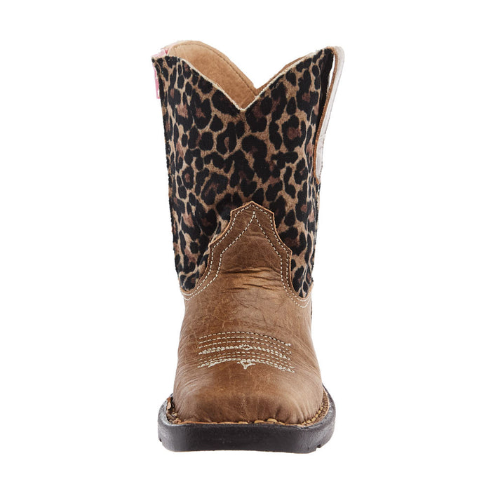 Roper Footwear Toddlers Brown Leather Vamp with Cheetah Top Square Toe Boot