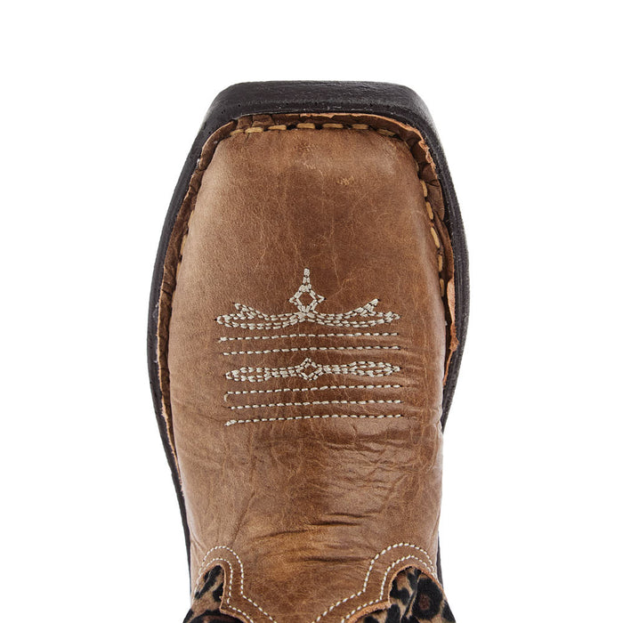 Roper Footwear Toddlers Brown Leather Vamp with Cheetah Top Square Toe Boot