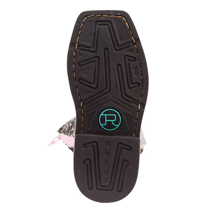 Roper Footwear Toddlers Brown Leather Vamp with Cheetah Top Square Toe Boot