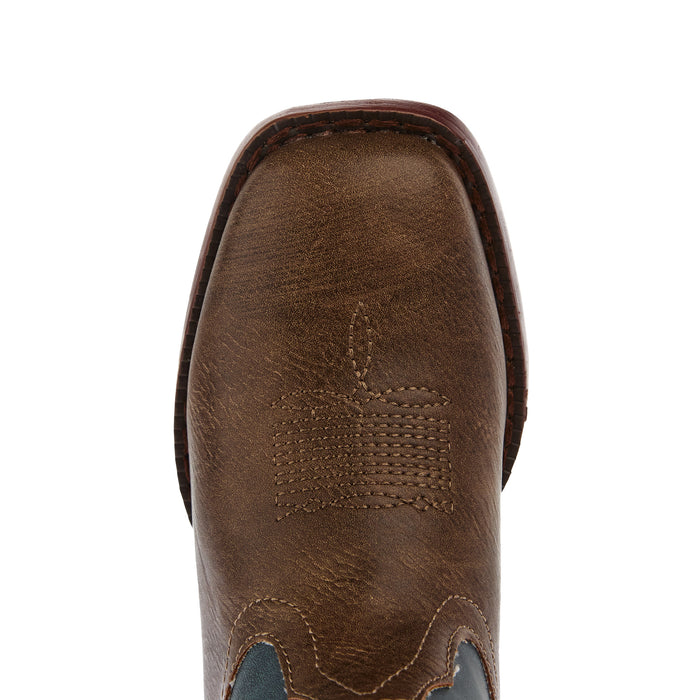 Roper Kids Ainsley Brown Faux Leather and Blue Vintage Shaft Cowboy Boot