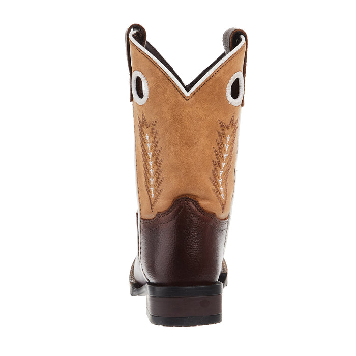 Roper Footwear Kid`s James Brown Leather Vamp w/ Tan Shaft Square Toe Boot