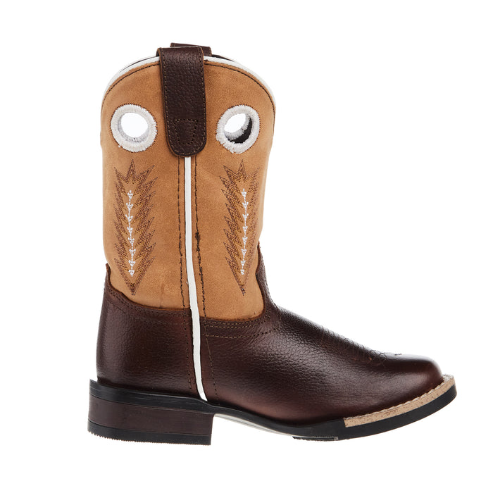 Roper Footwear Kid`s James Brown Leather Vamp w/ Tan Shaft Square Toe Boot