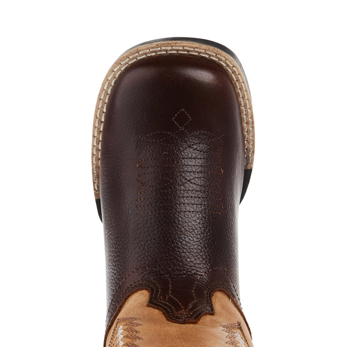 Roper Footwear Kid`s James Brown Leather Vamp w/ Tan Shaft Square Toe Boot