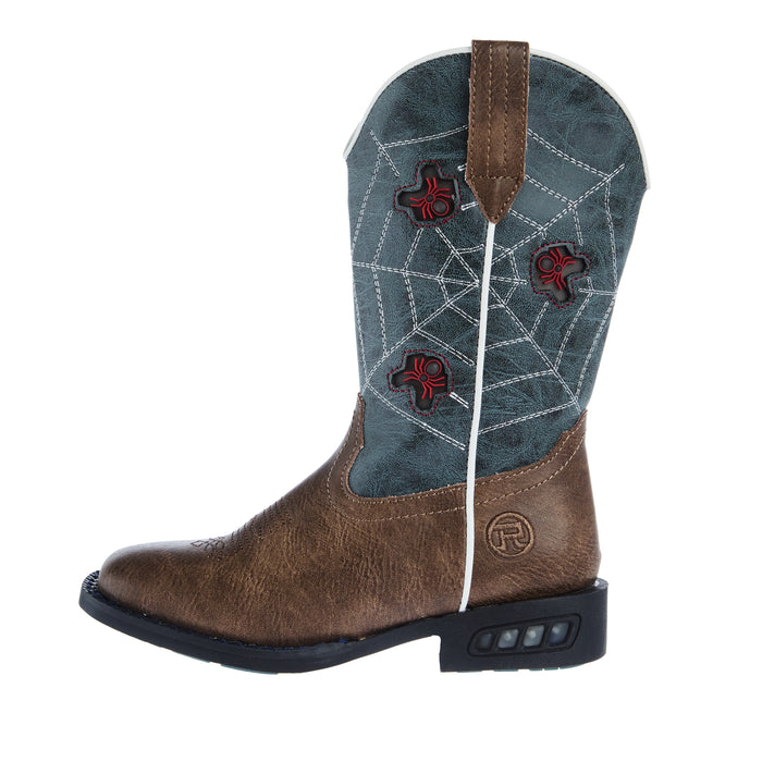 Roper Footwear Kids Spidie Tan And Blue Light Up Cowboy Boots