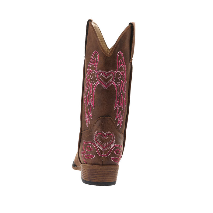 Roper Footwear Kid's Brown Faux Vamp 9in Embroidered Wings and Harts Top