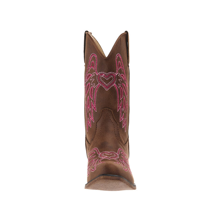 Roper Footwear Kid's Brown Faux Vamp 9in Embroidered Wings and Harts Top