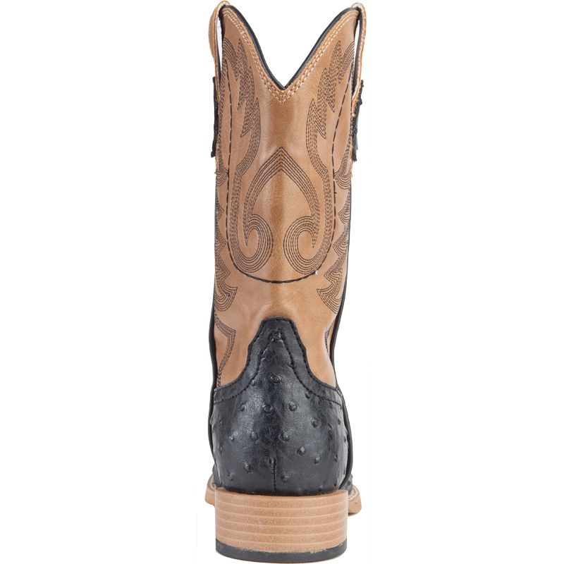 Roper Footwear Kid's Black Ostrich Print Cowboy Boots