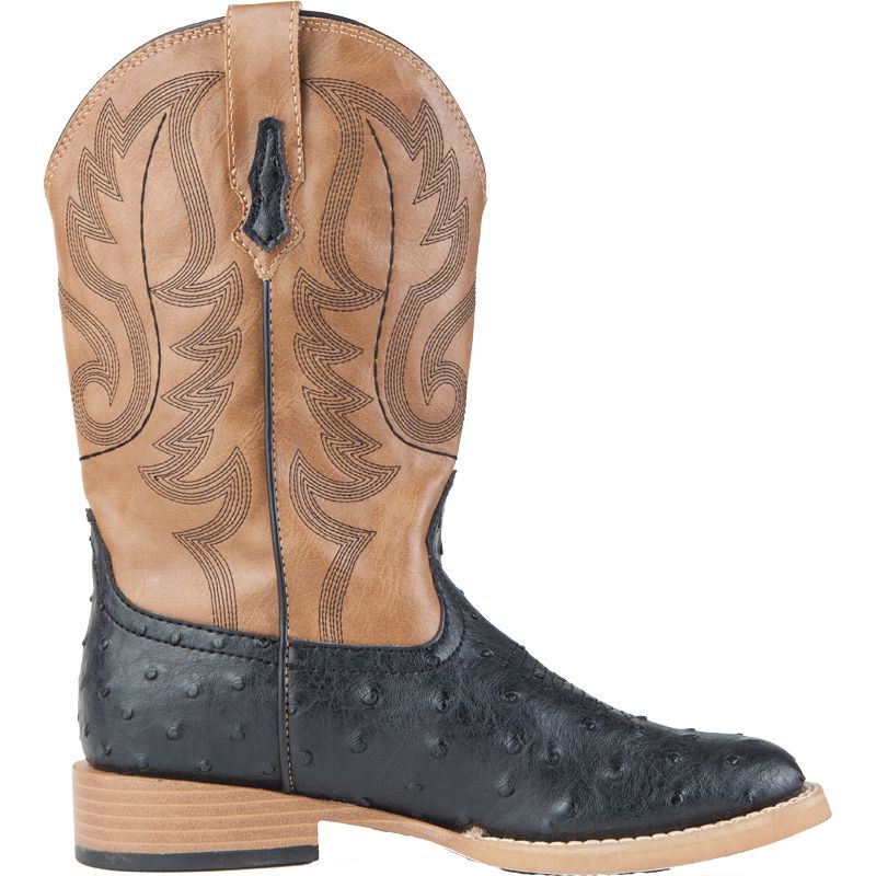 Roper Footwear Kid's Black Ostrich Print Cowboy Boots