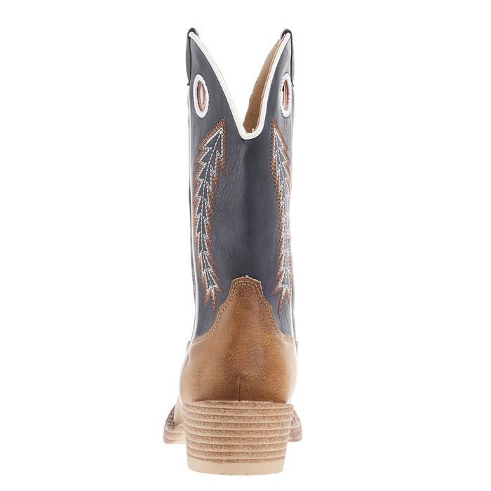 Roper Footwear Little Kids Walker Tan Square Toe with Navy Shaft Boot