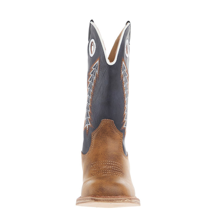 Roper Footwear Little Kids Walker Tan Square Toe with Navy Shaft Boot