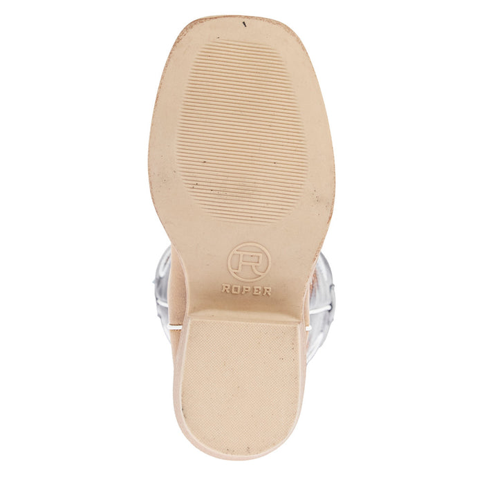 Roper Footwear Little Kids Walker Tan Square Toe with Navy Shaft Boot