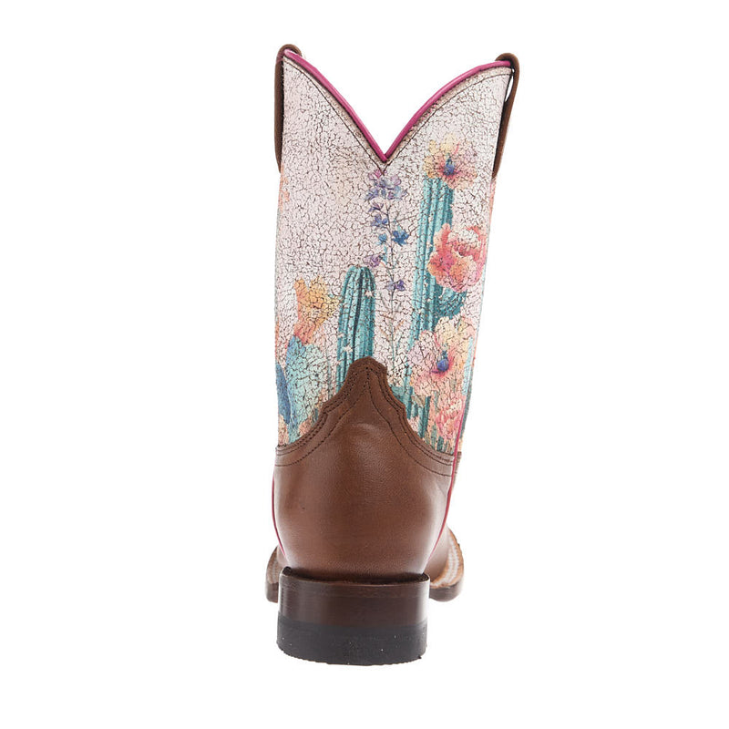 Roper Footwear Little Kid's Cactus Flowers Brown Square Toe Boot