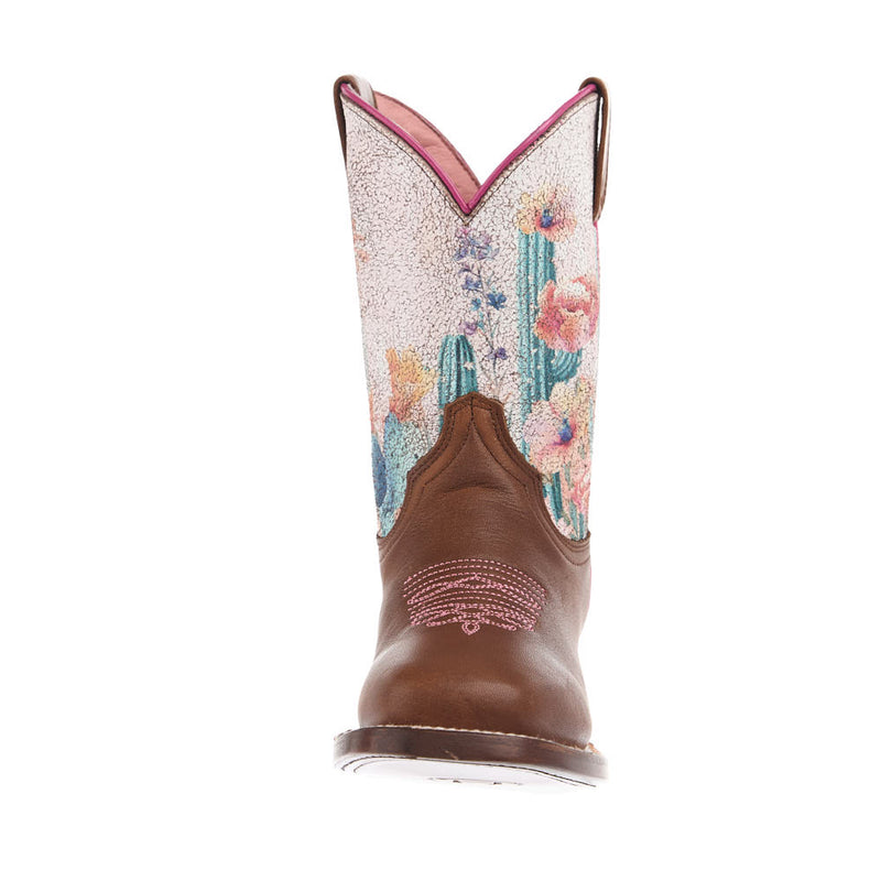 Roper Footwear Little Kid's Cactus Flowers Brown Square Toe Boot