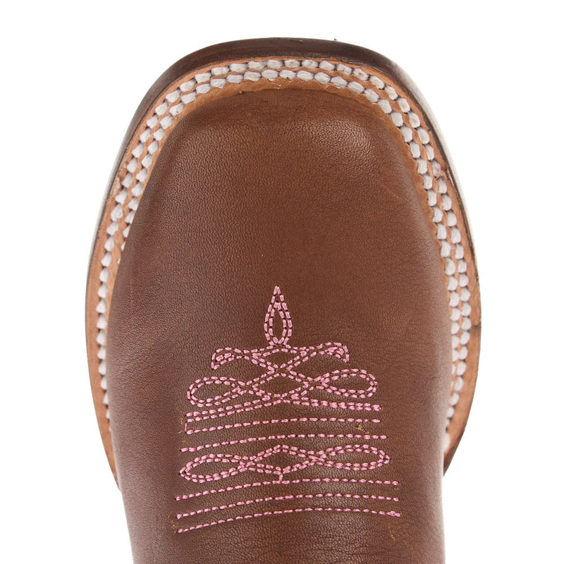 Roper Footwear Little Kid's Cactus Flowers Brown Square Toe Boot