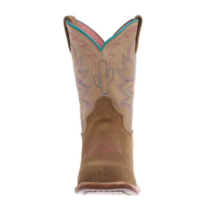 Roper Footwear Kid's Saquaro Tan Suede Vamp Square Toe Leather Sole Boot