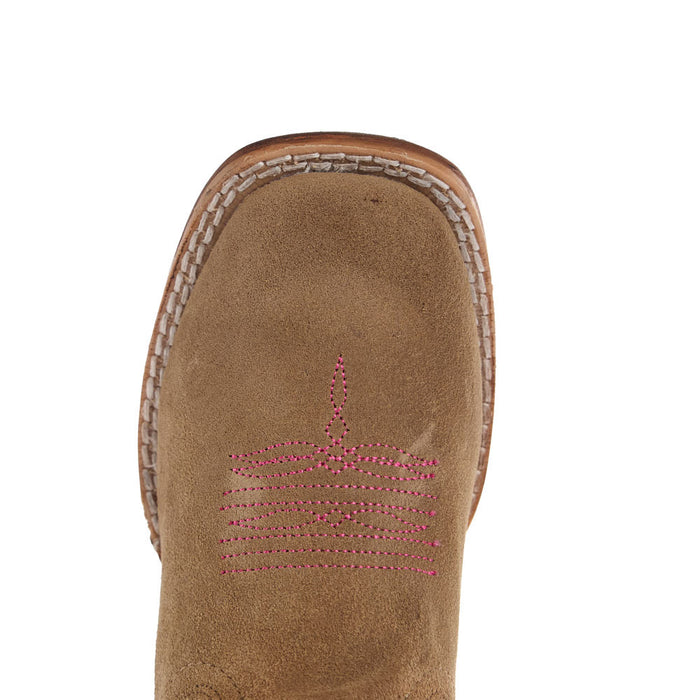 Roper Footwear Kid's Saquaro Tan Suede Vamp Square Toe Leather Sole Boot