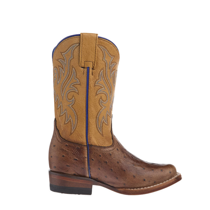 Roper Footwear Kid's Quill Waxy Brown with Tan Leather Shaft Cutter Toe Boot