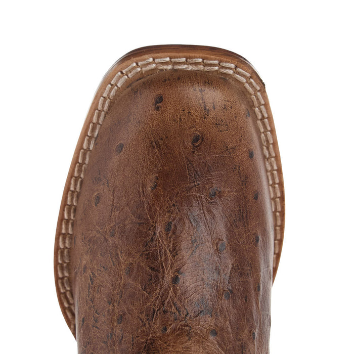 Roper Footwear Kid's Quill Waxy Brown with Tan Leather Shaft Cutter Toe Boot