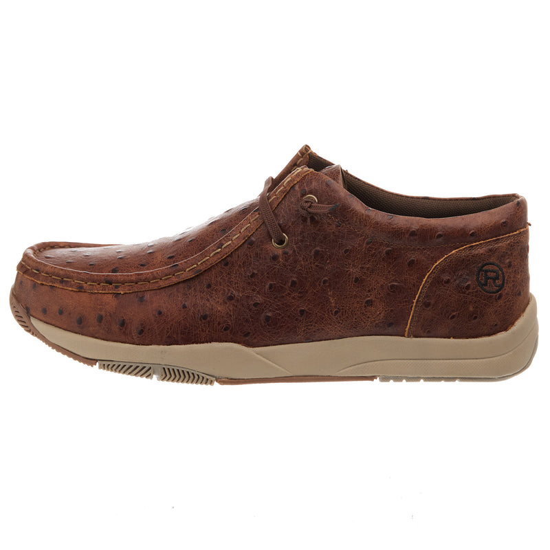 Roper Footwear Mens Clearcut Low Vintage Cognac Ostrich Casual Shoe