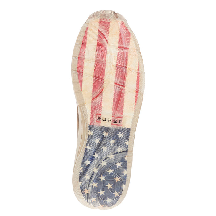 Roper Footwear Men's Clearcut Low Vintage Tan American Flag Casual Shoe