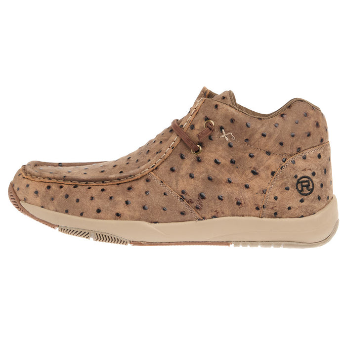 Roper Footwear Men's Vintage Tan Ostrich Print Clearcut Casual Shoe