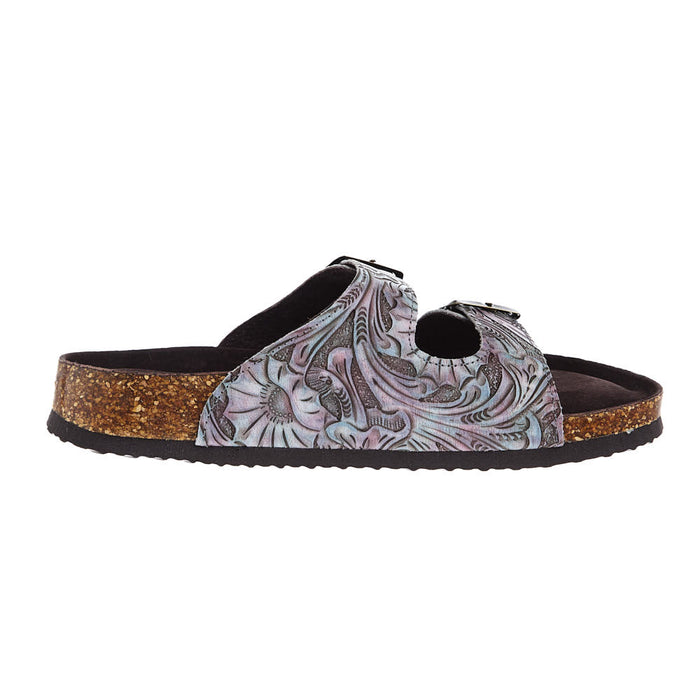 Roper Footwear Women`s Delilah Floral Embossed Two Strap Sandal