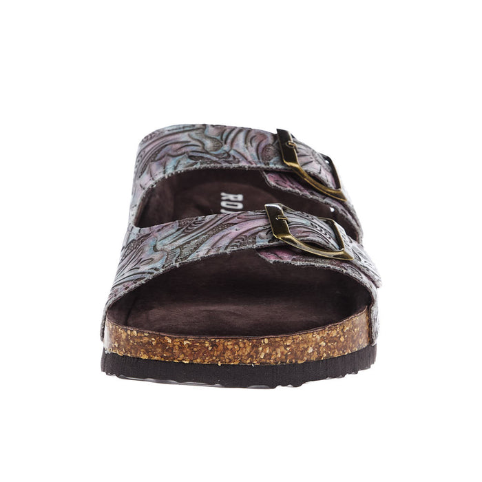 Roper Footwear Women`s Delilah Floral Embossed Two Strap Sandal