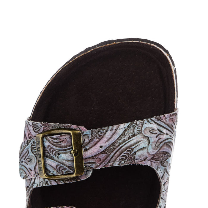Roper Footwear Women`s Delilah Floral Embossed Two Strap Sandal