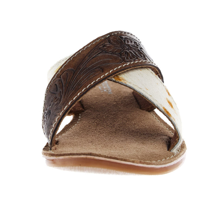 Roper Footwear Women`s Delaney Brown Tooled Hair On Sandal