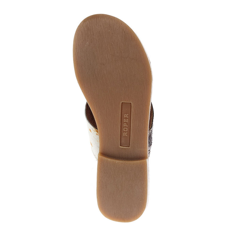 Roper Footwear Women`s Delaney Brown Tooled Hair On Sandal