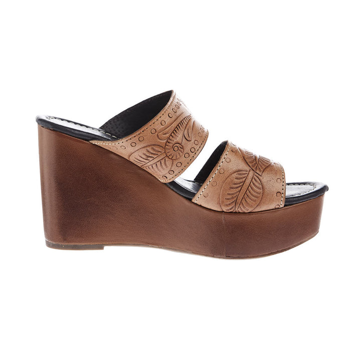 Roper Footwear Women`s Diva II Tan Tooled Wedge