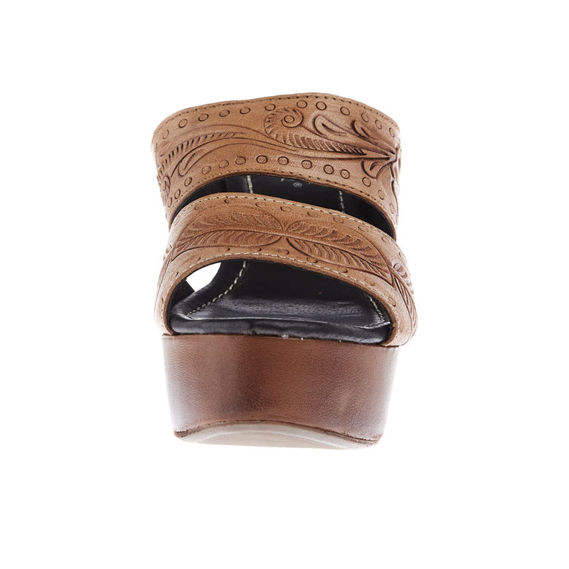 Roper Footwear Women`s Diva II Tan Tooled Wedge