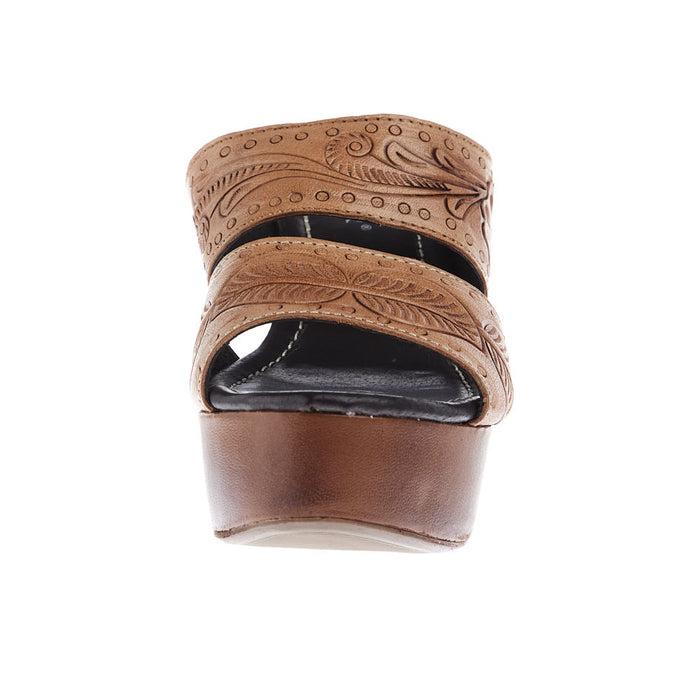 Roper Footwear Women`s Diva II Tan Tooled Wedge