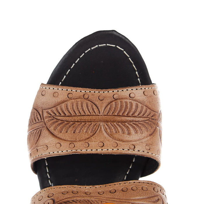 Roper Footwear Women`s Diva II Tan Tooled Wedge