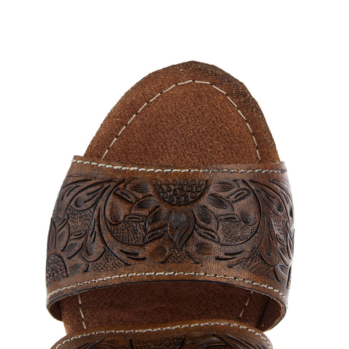 Roper Footwear Women`s Diva II Cognac Tooled Wedge