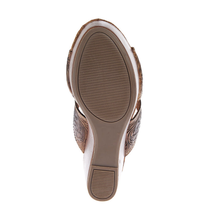 Roper Footwear Women`s Diva II Cognac Tooled Wedge
