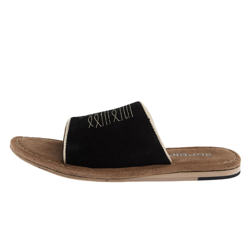 Roper Footwear Women's Black Suede With Toe Bug Sandal