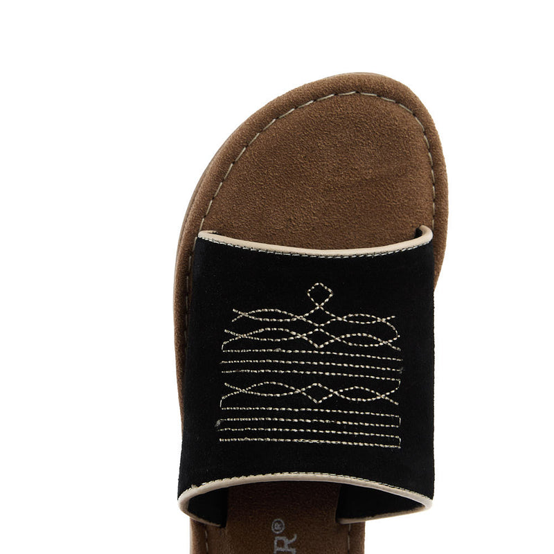Roper Footwear Women's Black Suede With Toe Bug Sandal